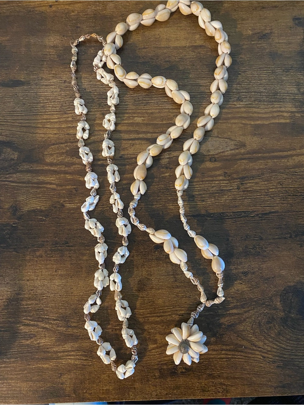 Sea shell handmade necklaces lot of 2 long flower